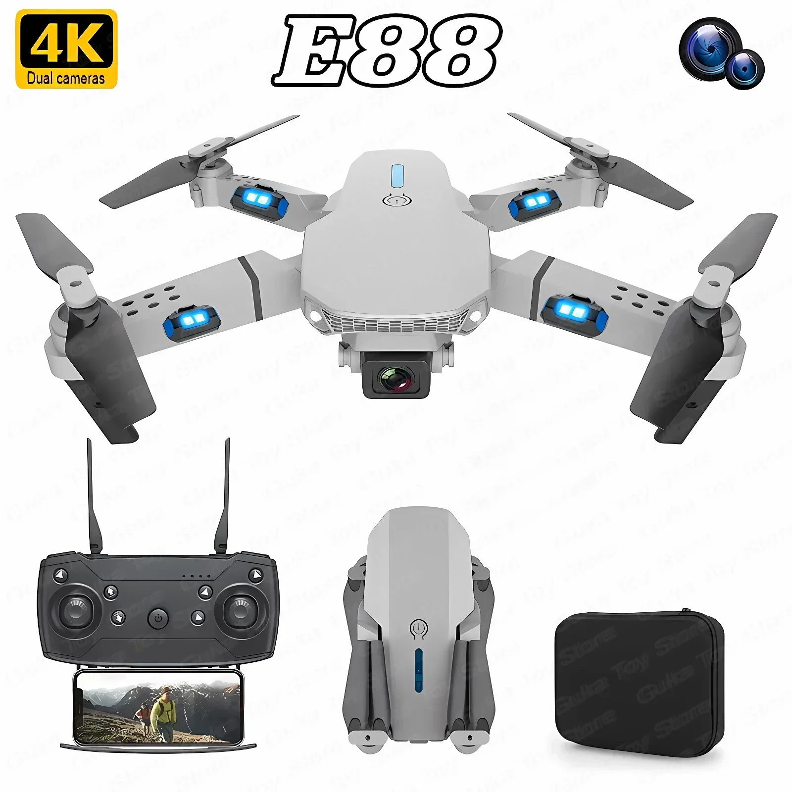 Drone Rc Helicopter With Camera - E88 pro wifi fpv drone grande