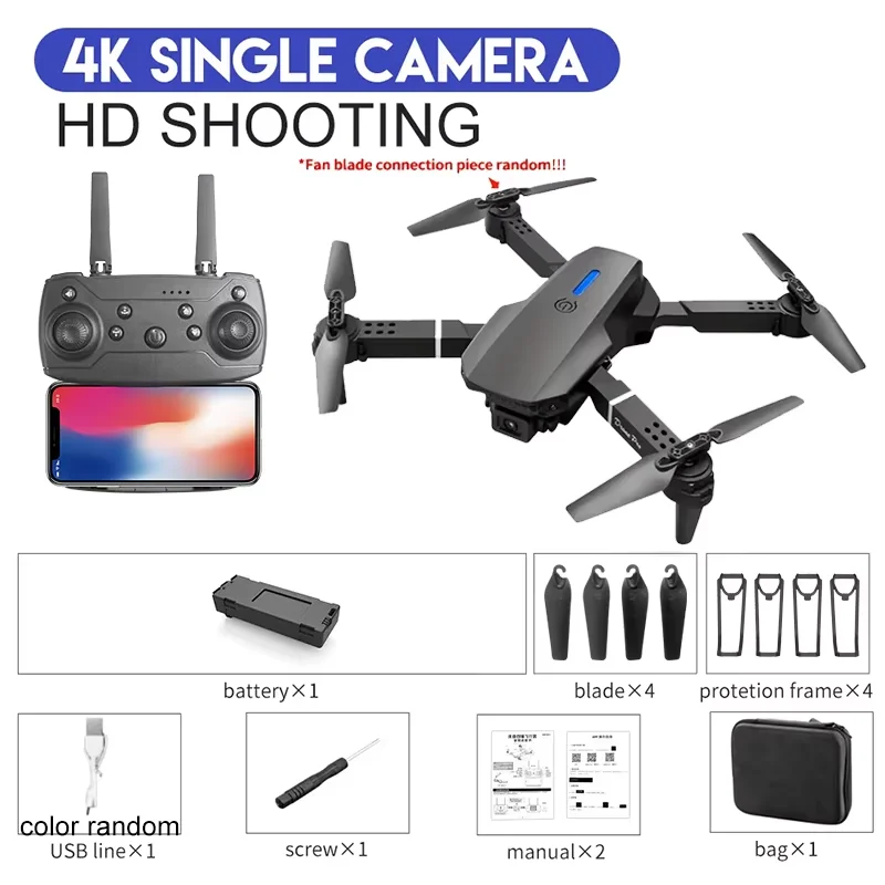 Drone Rc Helicopter With Camera - Drone 4K E88Pro com câmera dupla